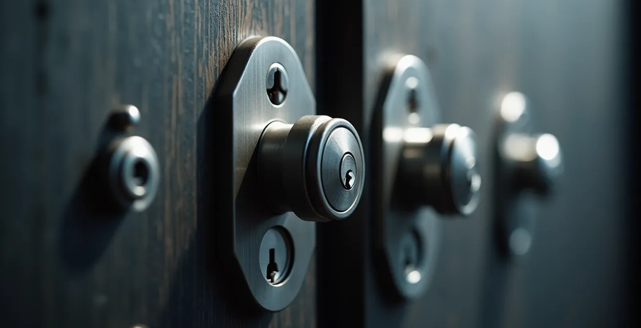 Gros plan sur un système de verrouillage multipoints de haute sécurité