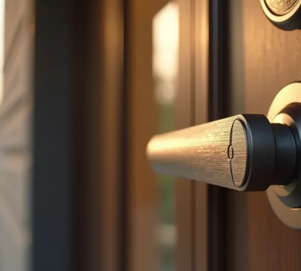 Porte d'entrée moderne élégante avec poignée contemporaine et finitions soignées
