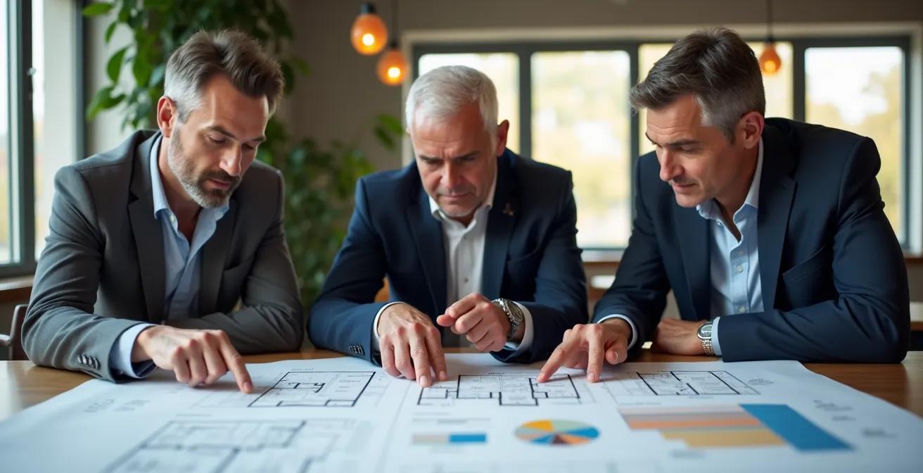 Membres du conseil syndical préparant les documents pour l'audit énergétique